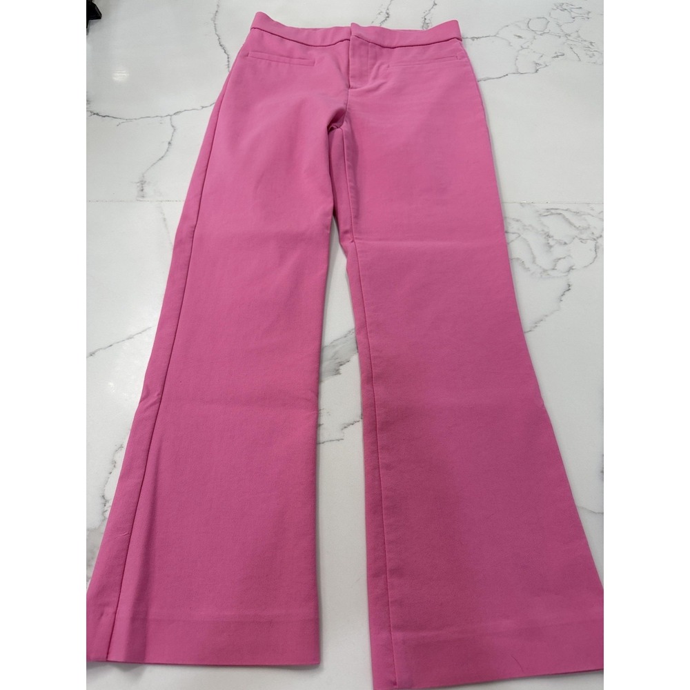 Zara Pants Womens Small Pink Straight Leg Knit Stretch Dress Ankle Office Work